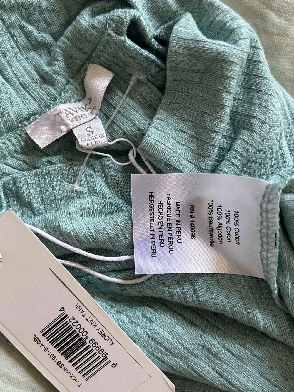 Tavik Mint Ribbed High Neck Tank - Small - Picture 5 of 5